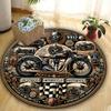Retro Motorcycle Pattern Round Area Rug – Anti-Slip, Digital Printed Floor Mat for Bedroom, Living Room, Game Room, Bar Decor
