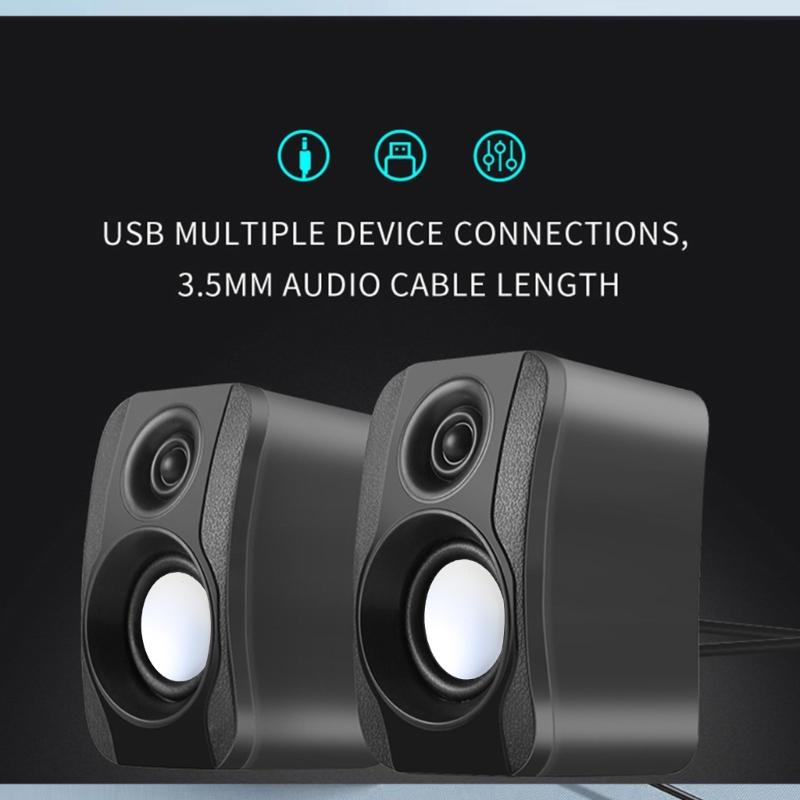 USB Wireds Speaker Stereo Subwoofer Sound Box 3.5mm Input USB Power Computer Speaker for Desktop PC