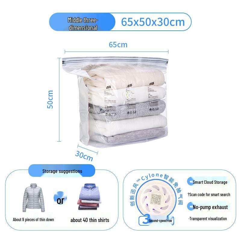 Taili Vacuum Compression Storage Bag for Clothes, Travel, Quilts, and Blankets - No Pump Required, Thickened Design.