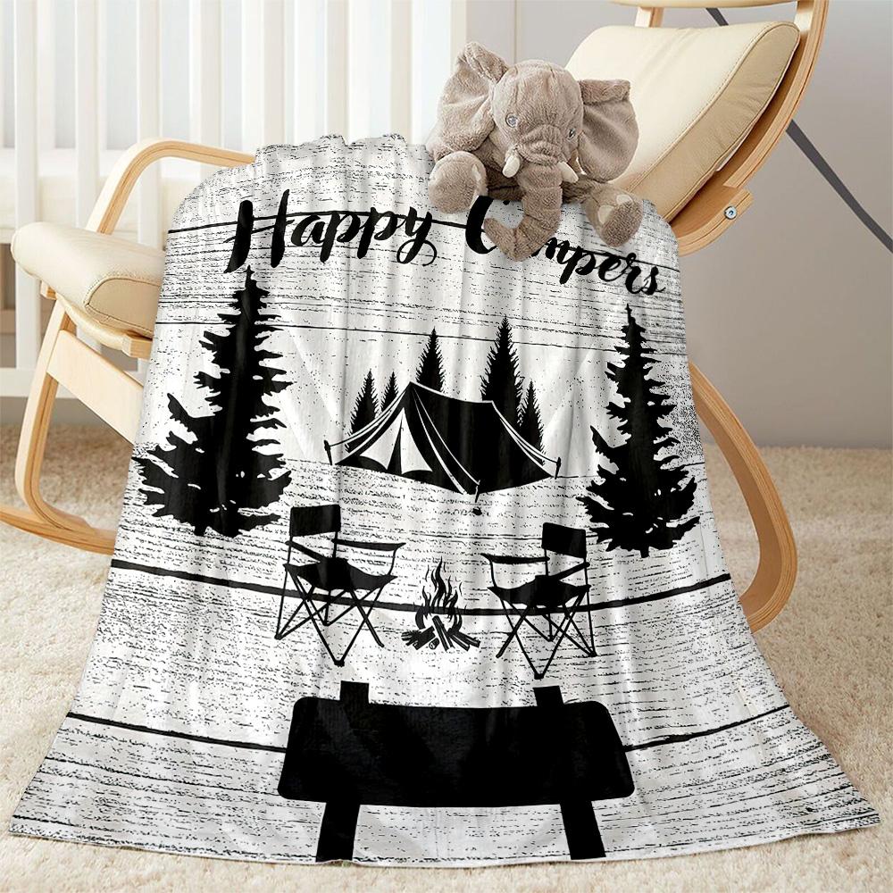 Happy Campers Adventure Blankets Are Suitable for Living Rooms,making Them an Ideal Choice for Outdoor Travel and Gifts.