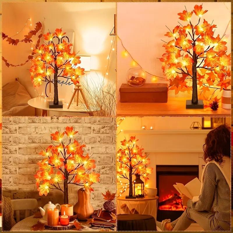 1pc 24 LED Artificial Black Birch Tree Light DIY Branches Table Lamp For Fall Gifts Home Bedroom Holiday Party Halloween Decor