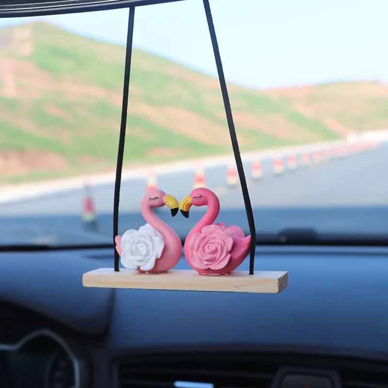 1PC Couple Car Pendant Pink Car Rearview Mirror Swing Pendant Can Back and Forth Creative Pendant