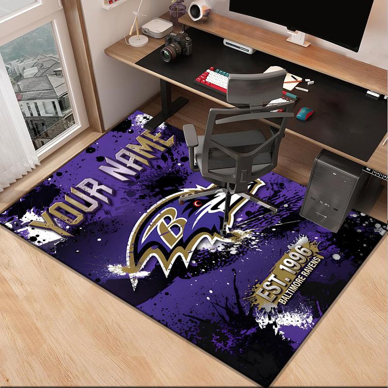 Custom NameRavens Team Spirit Carpet, Indoor Rug, Chair Rug, Living Rooms, Doormat Made From Polyester Home Decor Birthday Christmas Gifts