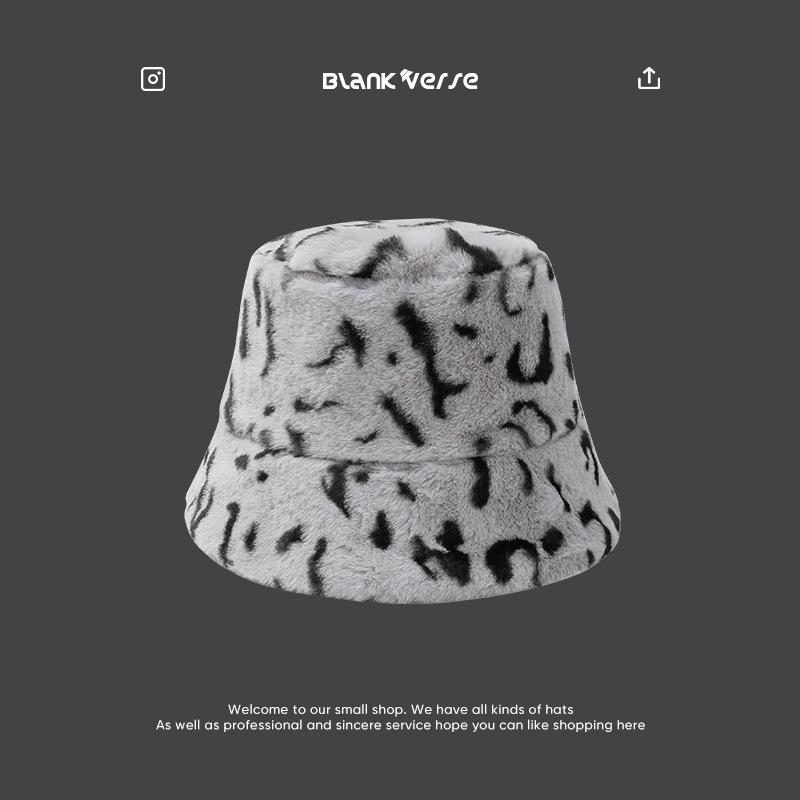 Imitation Fox Hair Plush Hat Female Winter Face Small Thickened Warm Bucket Hat Big Head Circumference Cold Basin Hat
