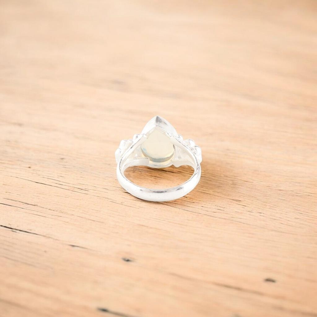 925 Stamped Silver Milky Opal Gemstone Jewelry Handmade Ring Gift For Girlfriend RR-59-20