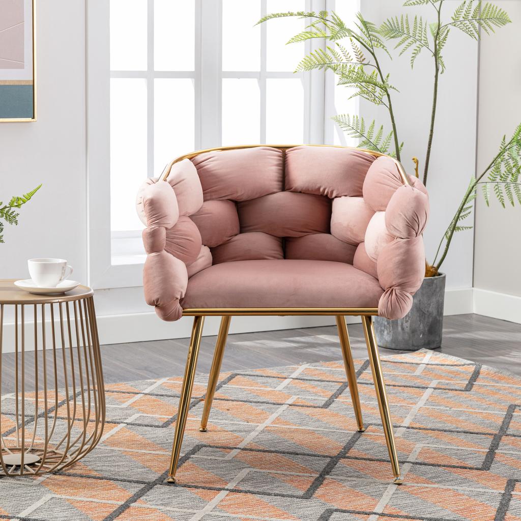 Luxuriöser, Moderner Akzentstuhl, Schminkstuhl mit Metallrahmen für Schlafzimmer, Wohnzimmer, Esszimmer, Set von 2