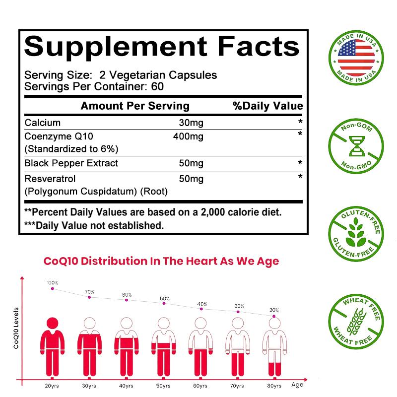 Coenzyme Q10 Complex Capsules Protect Heart Health 120 Capsules