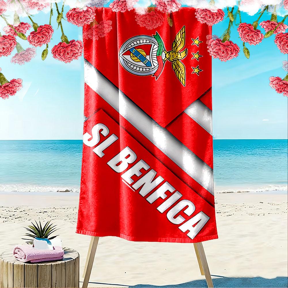 Giant Beach Towel with SL Benfica Lisbon Club Crest, Ultra Soft Quick Dry Microfiber, Fade Resistant, for Pool Beach Vacation