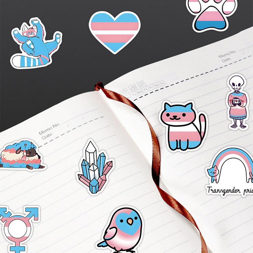 60pcs Cute LGBT Transgender Pride Stickers Car Notebook Laptop Skateboard Guitar Fridge Cartoon DIY Vinyl Decal Sticker