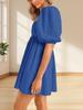 Womens Square Neck Babydoll Dress Puff Sleeve Smocked Backless Mini Dress