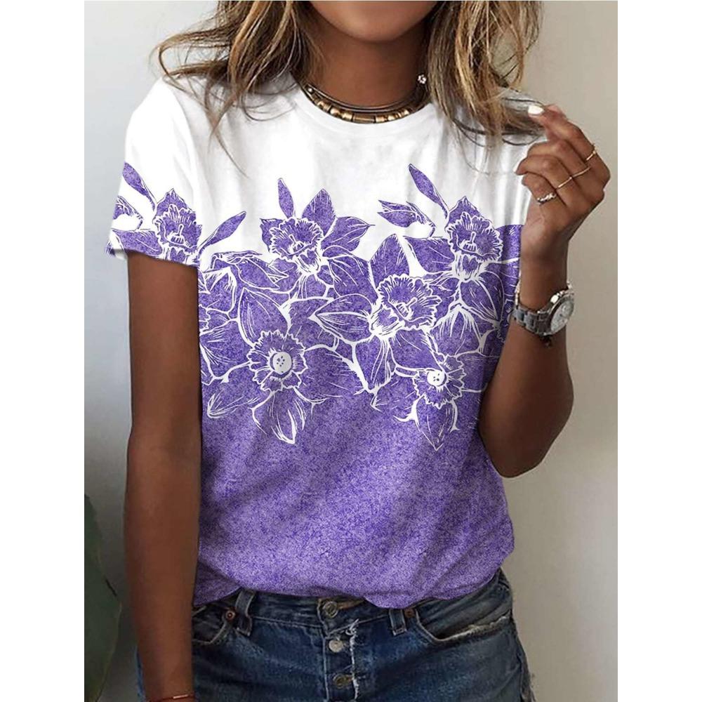 2026 Summer Women's Clothing Cute Owl Pattern 3D Printing Crew Neck Short Sleeve Women's T-Shirt