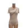 Spring and Summer Women's Sexy Solid Colour Short Sleeve Net Splicing Slim T-Shirt