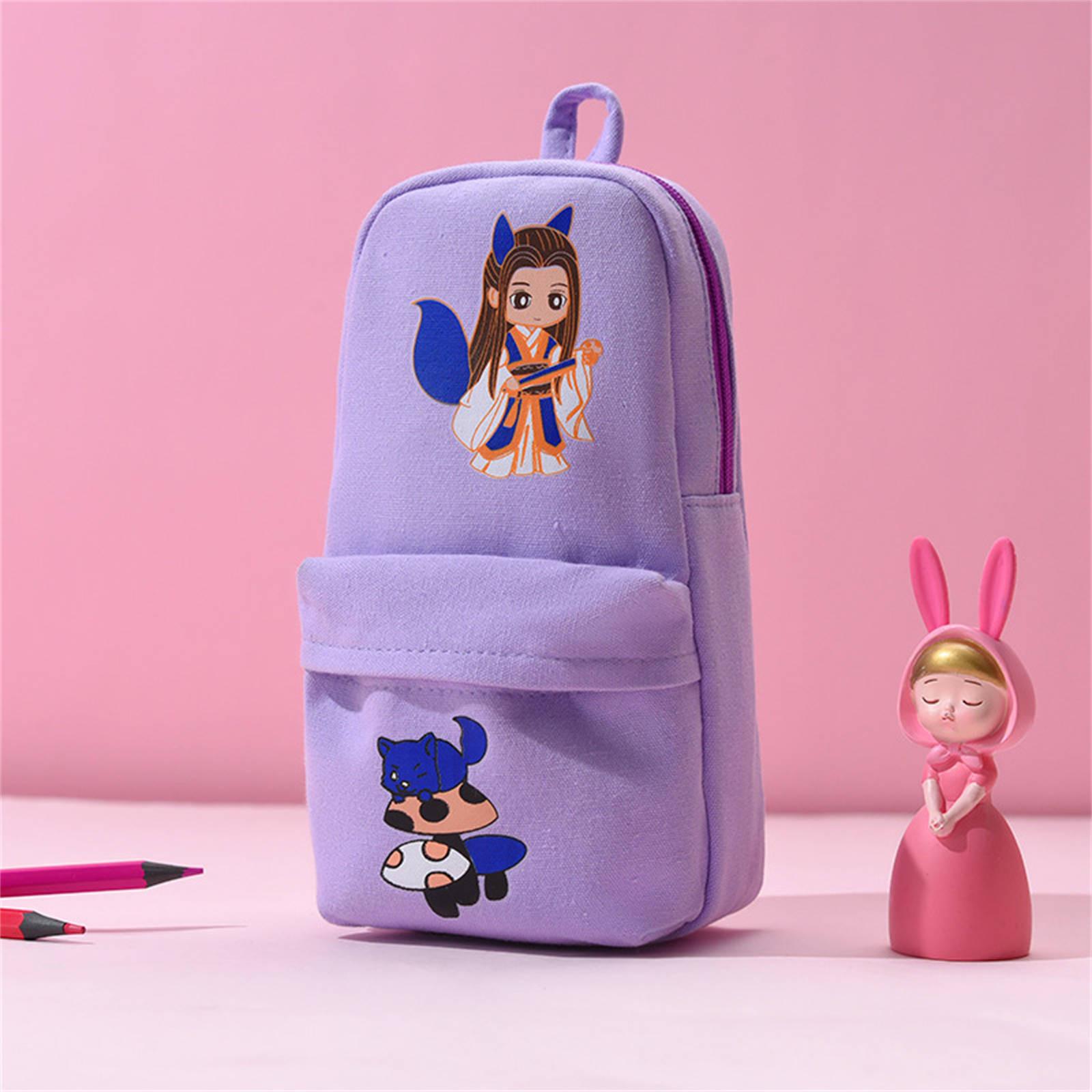 

Back to School Canvas Милий пенал для зберігання канцелярських товарів Косметичка Гаманець фіолетовий
