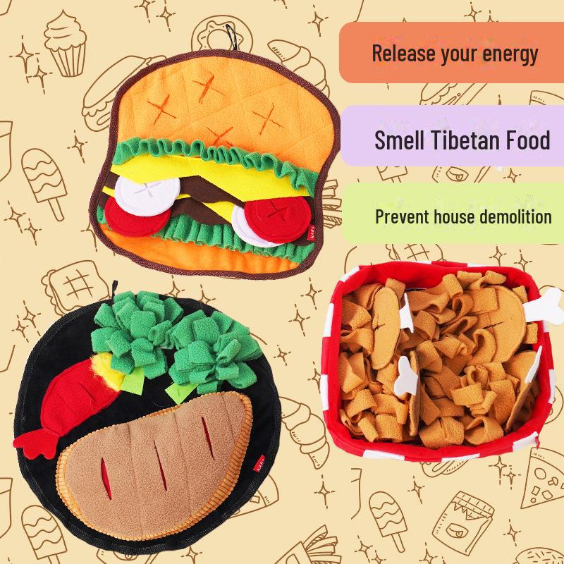 "Dog Sniffing Mat: Interactive Food Puzzle Blanket for Self-Entertainment and Energy Release."