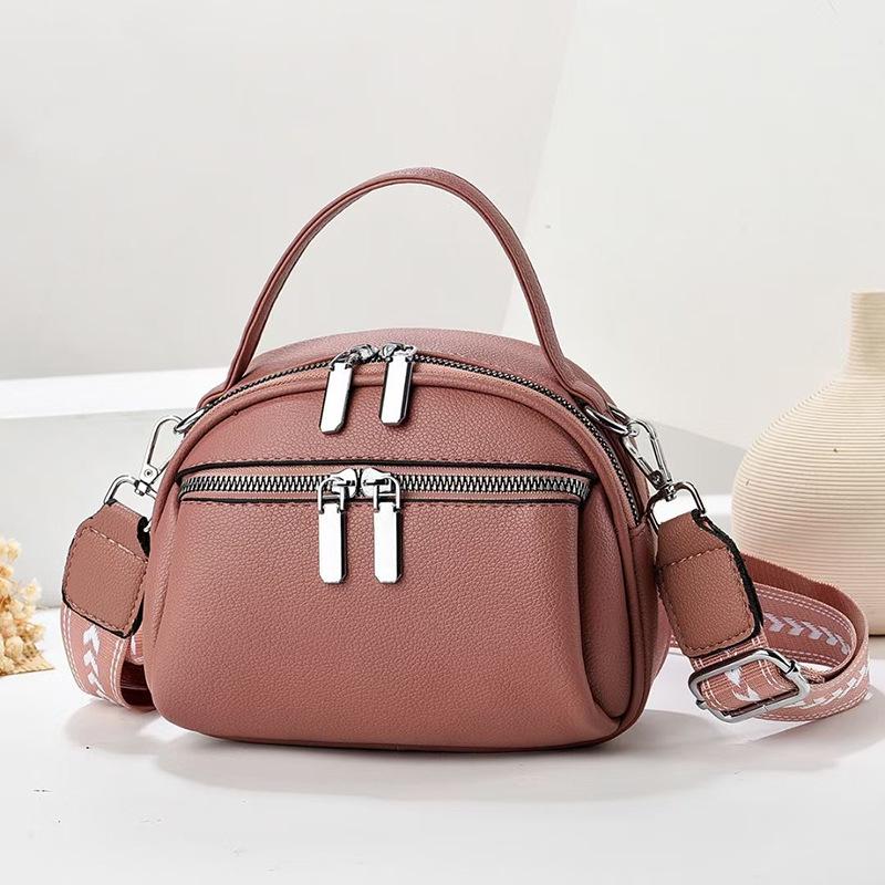 

Жіноча сумка міська проста модна модна м яка шкіряна повсякденна багатошарова ніша сумка-сумка рожевий