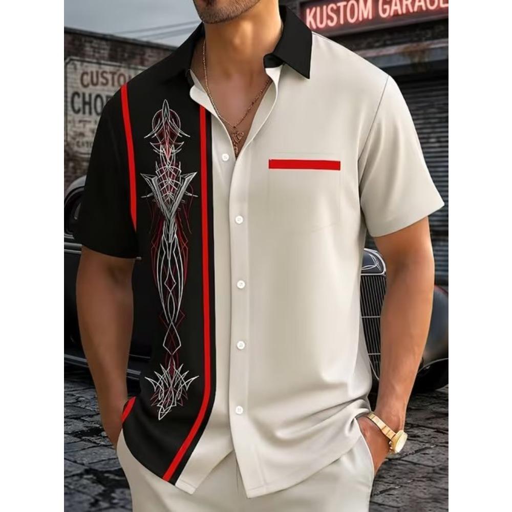 Men's Retro Fashion Pattern 3D Print Shirt Button Up Shirt Casual Shirt Summer Shirt Short Sleeve Daily Vacation Clothing
