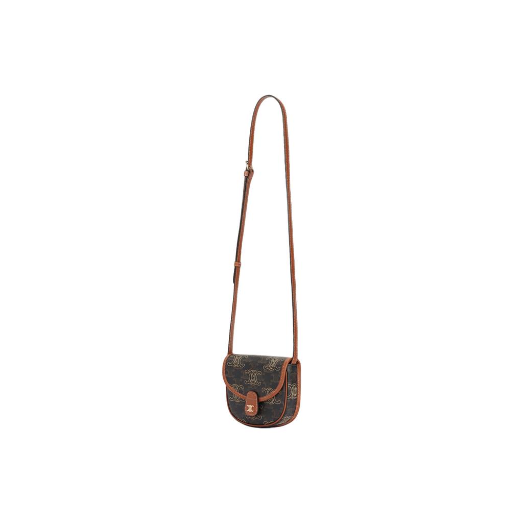 Celine Besace Logo Print Triomphe Heart Embroidery Mini Crossbody Bag Women Bags Brown 196702ECK-04LU