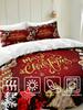 Christmas Bedding Set Red Background Snowflakes Christmas Duvet Cover Set Christmas Gingerbread Man Printed 3 Pieces Christmas