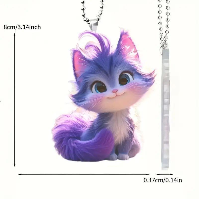 Purple Acrylic Sweet Cartoon Fox Car Accessory For Charming Decoration Interior