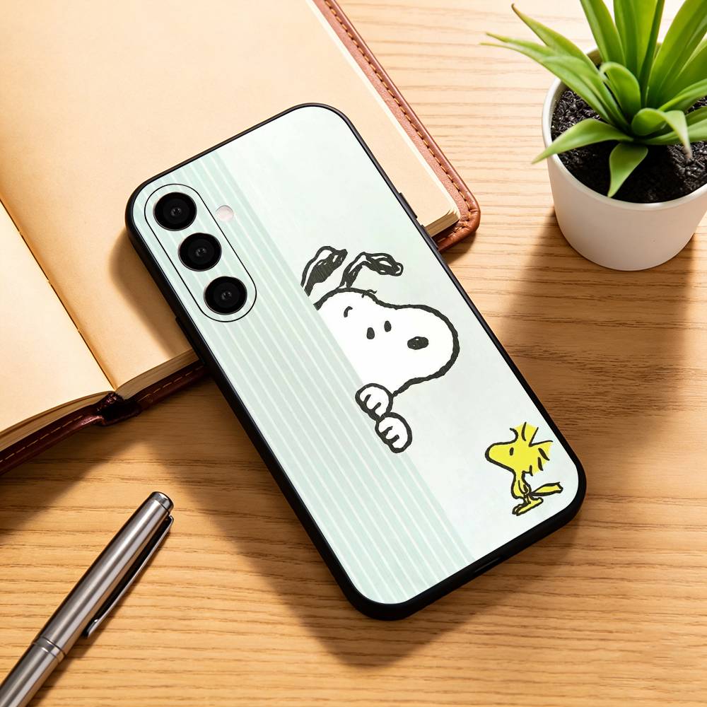 Checked Striped S-noopp-y Phone Case For Samsung Galaxy A73,A72,A71,A70,A53,A52,A51,Others Soft Black Cover
