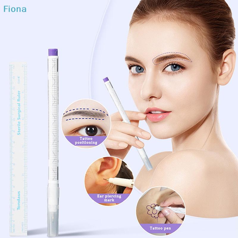 1pz Pennarello per Tatuaggio Sopracciglia su Pelle con Righello Trucco Permanente Bianco Medico Sterile Microblading Chirurgico Forniture