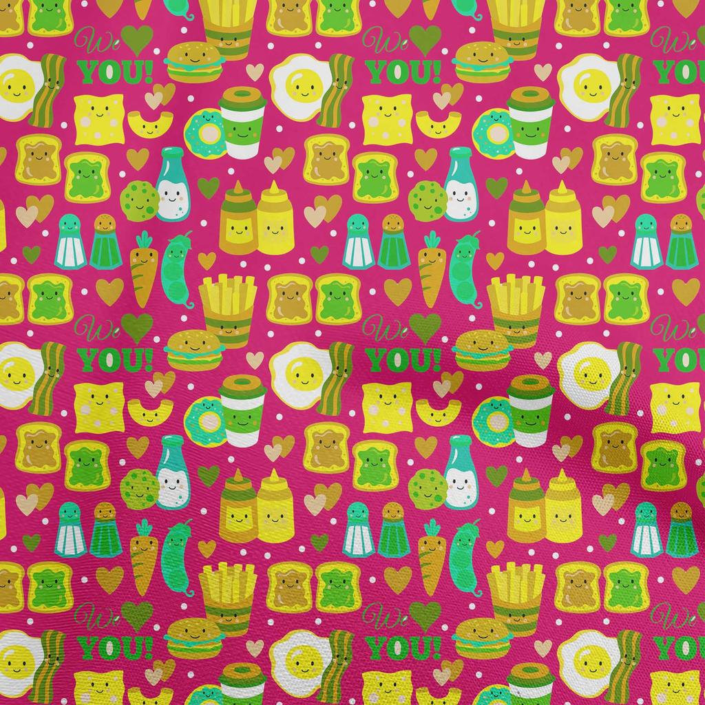 oneOone Cotton Flex Fuschia Pink Fabric Breakfast Sewing Craft Projects Fabric Prints By Yard 40 Inch
