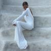 Neues elegantes und sexy rückenfreies langes Kleid, figurbetontes langärmeliges Kleid für Damen