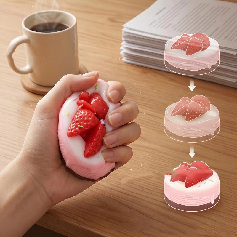 Jumbo Simulation Strawberry Cake  Pu Slow Rising Cute Squeeze Toy For Backpack Pendant Decoration