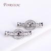 Inlaid Zircon Fastener Clasp DIY Pearls Jewelry Fittings Rhodium Plated Creative Round Connector Clasps For Necklace Making