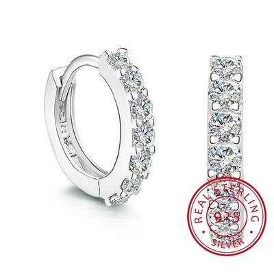 925 Sterling Silver Earrings Luxury 10mm Circle Zircon Hoop Earring for Grils Woman Wedding Party Jewelry Gifts