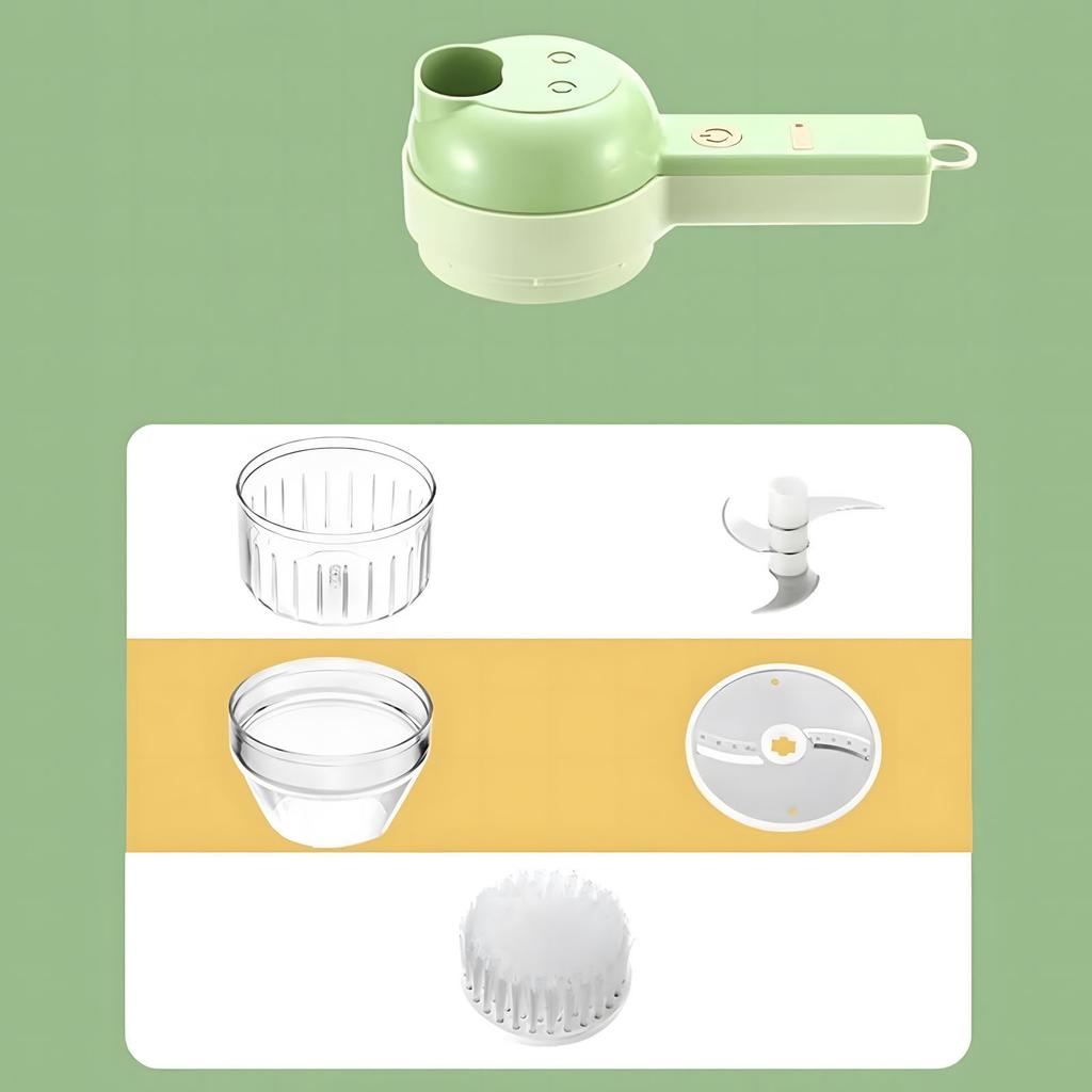 4 In 1 Portable Electric Vegetable Cutter Set Wireless Food Processor for Garlic Pepper Chili Onion Celery Ginger Meat with Brush
