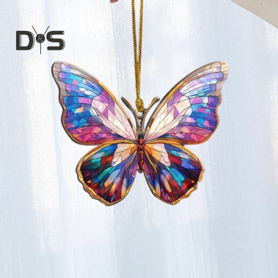 Akrylová barevná závěsná dekorace motýl Oboustranný interiér Venkovní vánoční stromeček Nástěnný závěsný přívěsek zvířátka
