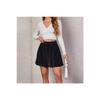 Women's Black Flared Shorts Skirt With Flexible Flared Pleated Shorts