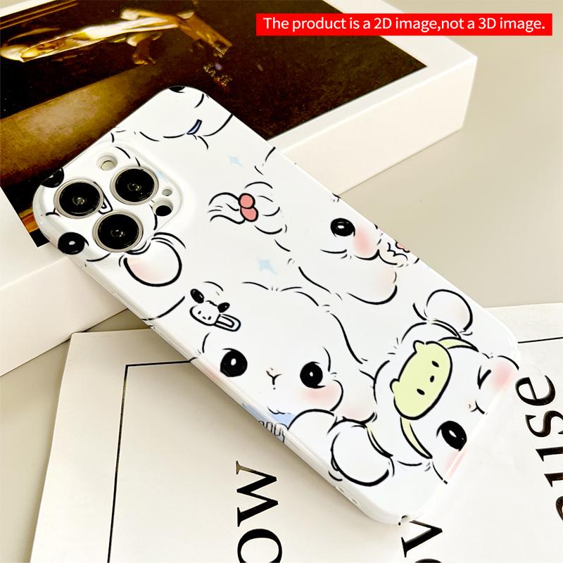 2DFlat Cute Bear Faces Pattern Phone Case All Inclusive Film Hard Compatible with iPhone 18 Pro Max 17 16 15 14 13 12 11