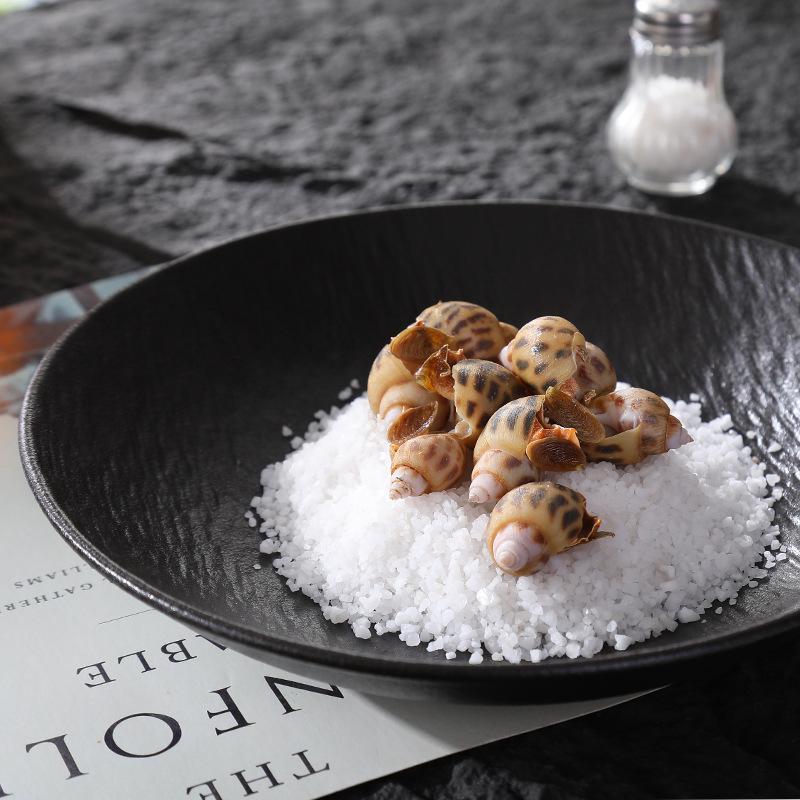 Nordic Stone Pattern Ceramic Soup and Salad Bowl, Deep Dish Tableware, Black/White.