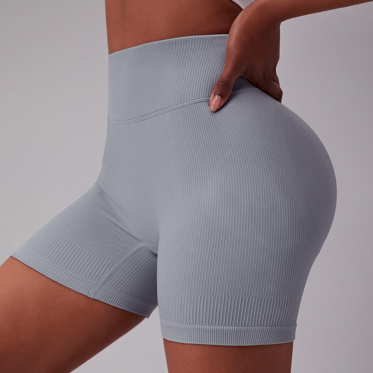 

Sports shorts, European and American high-waisted yoga shorts, women s fitness hip lift running fitness pants, yoga L серый