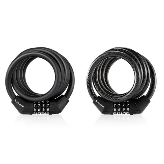 Bike Cable Combination Lock 4-Digit Password Anti-theft Bicycle Lock Cable Lock with Zinc Alloy Core for MTB Road Bike Scooter