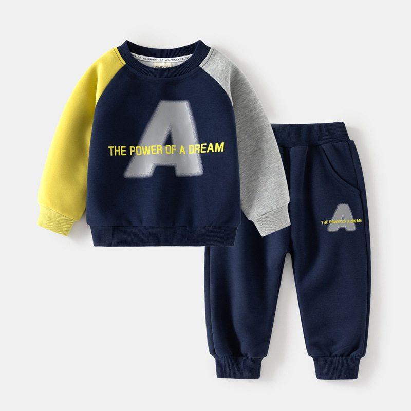Shark Spring and Autumn Boys and Girls Letter Sweater Suit A-Line Suit 120