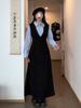 Plus Size Women's French Patchwork Long Skirt - Early Spring Two-Piece Style Dress