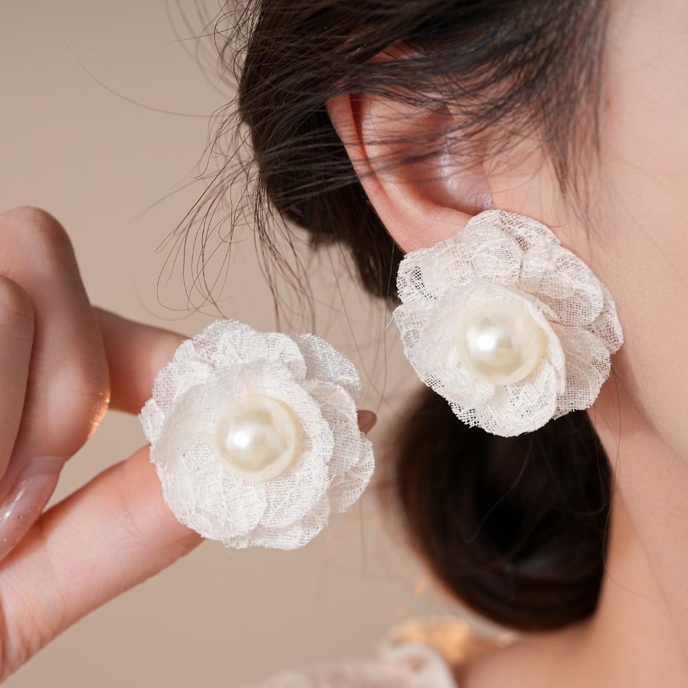 10pcs/Set Exquisite Flower Stud Earrings White Imitation Pearl Stud Party