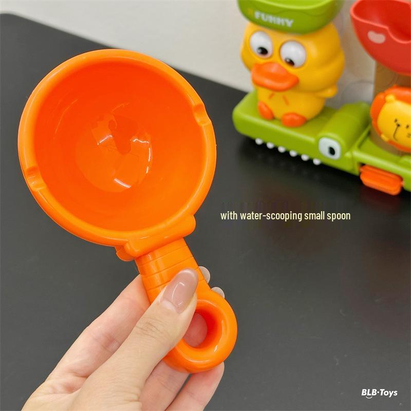 Kinder Cartoon Ente Wasserspiel Badespielzeug mit drehbarer Saugnapf-Dusche