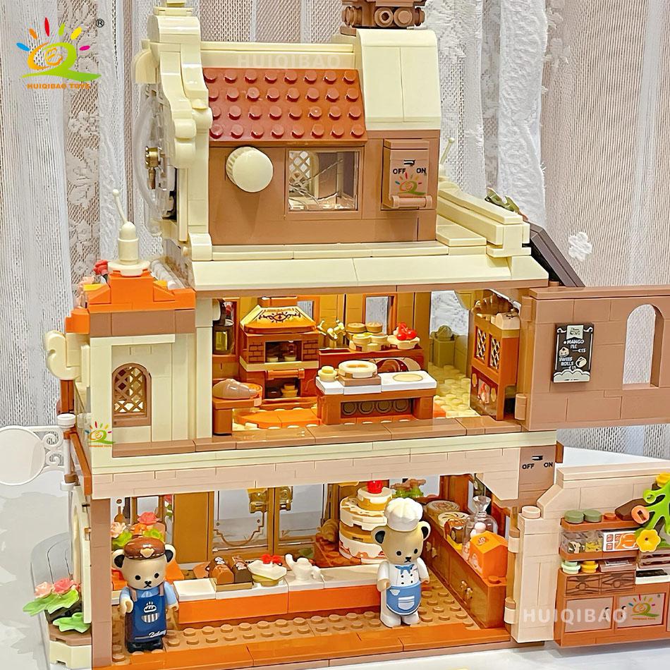 1547PCS French Vintage Bakery Building Blocks City Street View Architecture Model Toy for Kids Creative Bricks