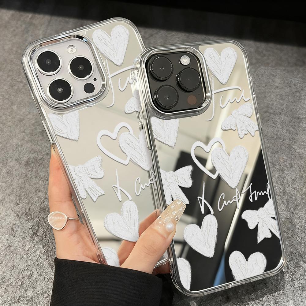 Love Makeup Mirror Phone Case For IPhone 17 16 15 14 13 12 11 Pro Max 13 12 Air 17E 16e Shockproof Clear Cases Coquea