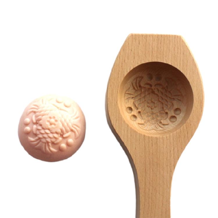 3D Flower Pattern Wooden Baking Mold Press Mooncake Mold Mid-autumn Festival