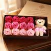 Pink Color Rose Flower Plush Bear 12 Bouquet Romantic Bear Soap Flower Bear  Romantic Occasion