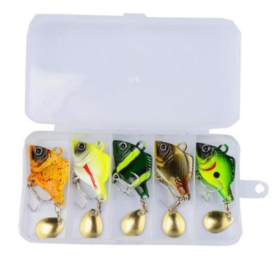 5Pcs Rotating Metal Vib Vibration Baits Artificial Hard Baits Spinner Spoon Lure Fishing Lure with Hook Easy To Use