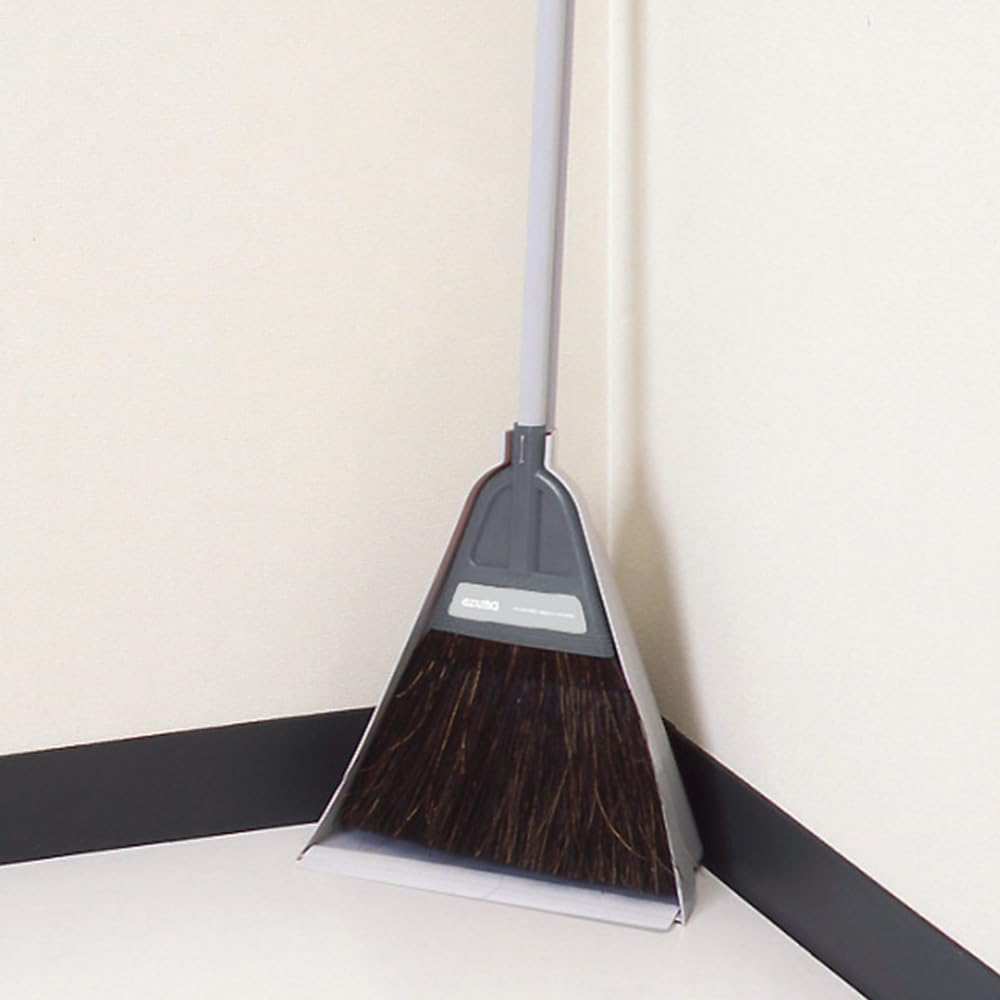 Azuma Industrial Chilitore Gray Freestanding Broom and Dustpan Easy To Sweep In a Comfortable Black Fern Total Length 86cm Width 26cm BR602 Set,