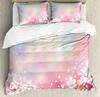 Watercolor Sakura Pink Flower Duvet Cover Bed Bedding Set Home Textile Quilt Cover Pillowcases Bedroom Bedding Set No Sheet