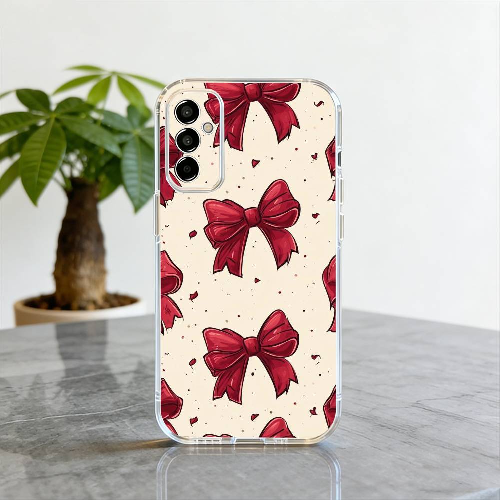 Bowknot  Phone Case For SamsungA10,12,20,21S,30,31,40,50,51,52,70,71 Transparent Cover