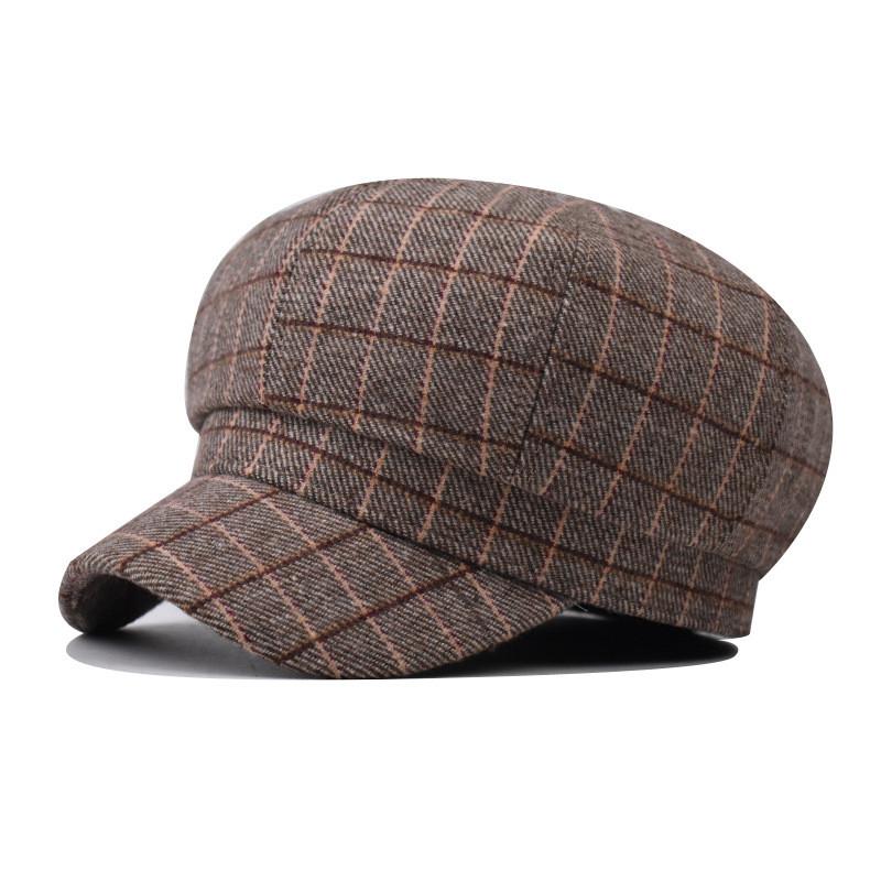 Cotton Star Pattern Beret Hat With Sunshade For Summer Casual Fashion PKhaki
